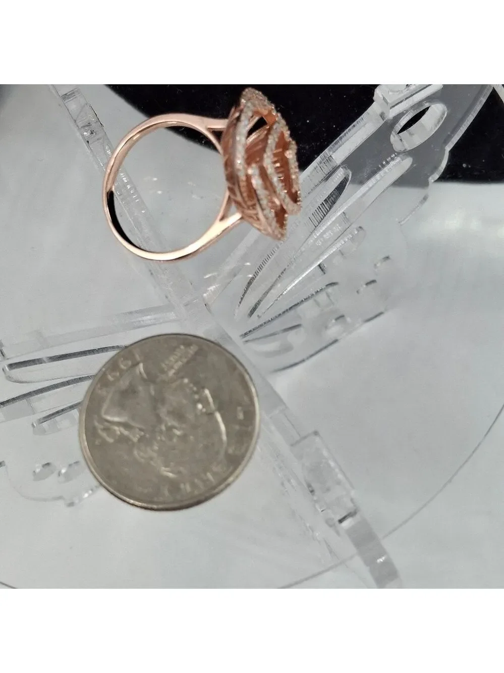 Rose Gold Over Sterling Silver Ring With CZ's Sz 8
